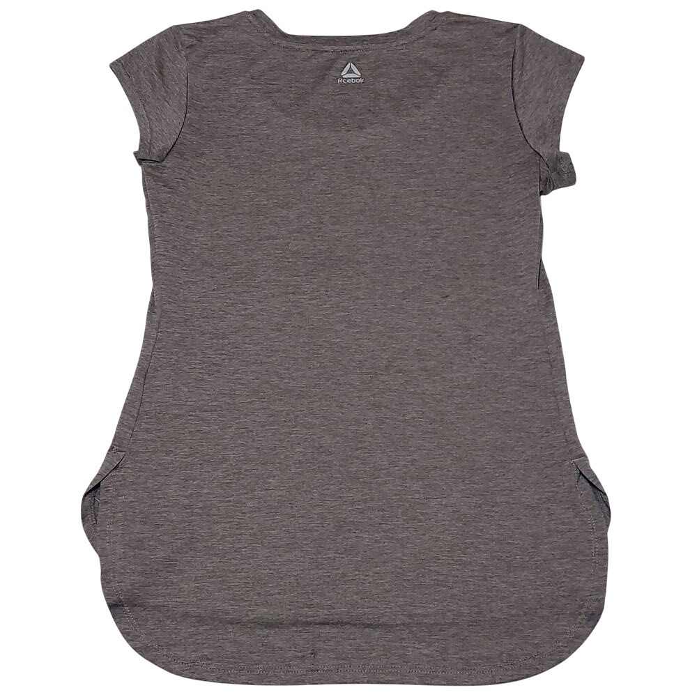 Reebok Womens Gray Heathered Logo Short Sleeve Activewear Top Size‎ XS - Picture 2 of 4